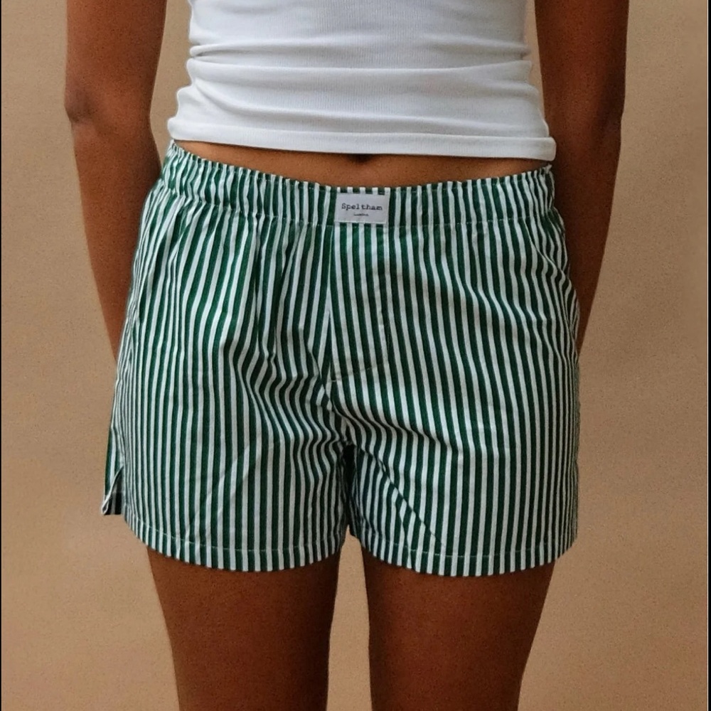 Green & White Striped Classic Unisex Boxer Shorts